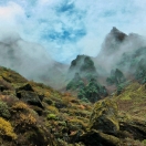 Turqoise mountains in mist