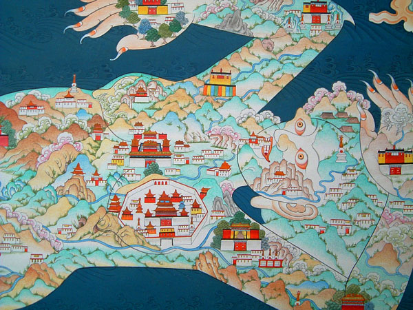 Tibetan map of the area from Lhasa to Pemako